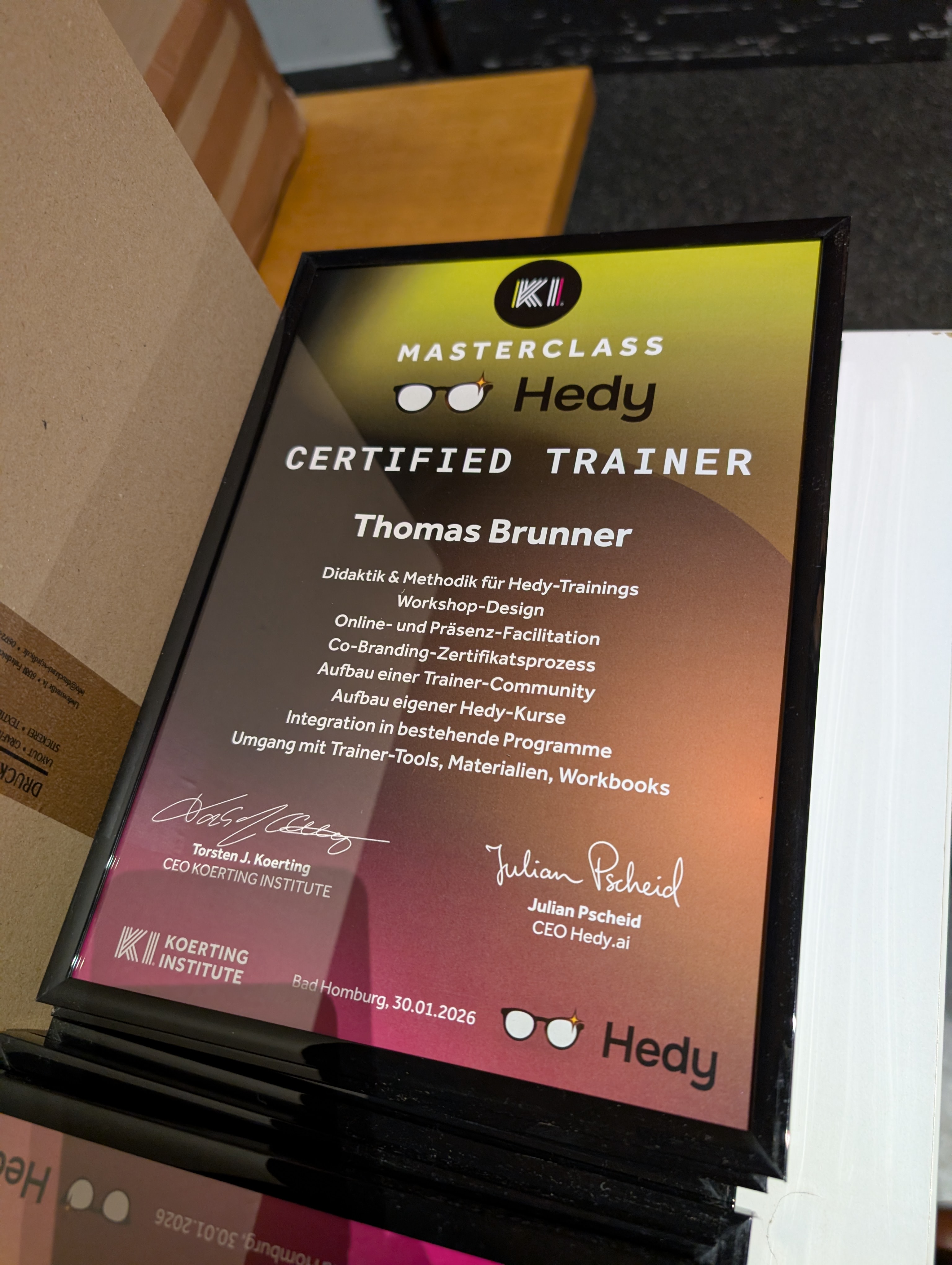 Chaque formateur certifié reçoit un certificat officiel