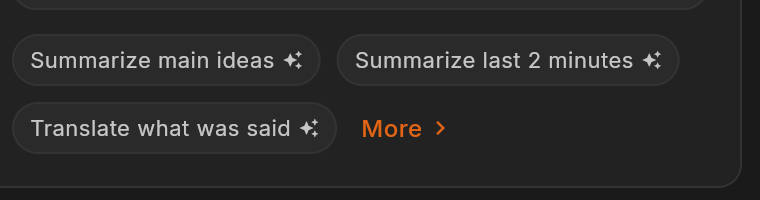 Built-in quick prompt buttons during a session